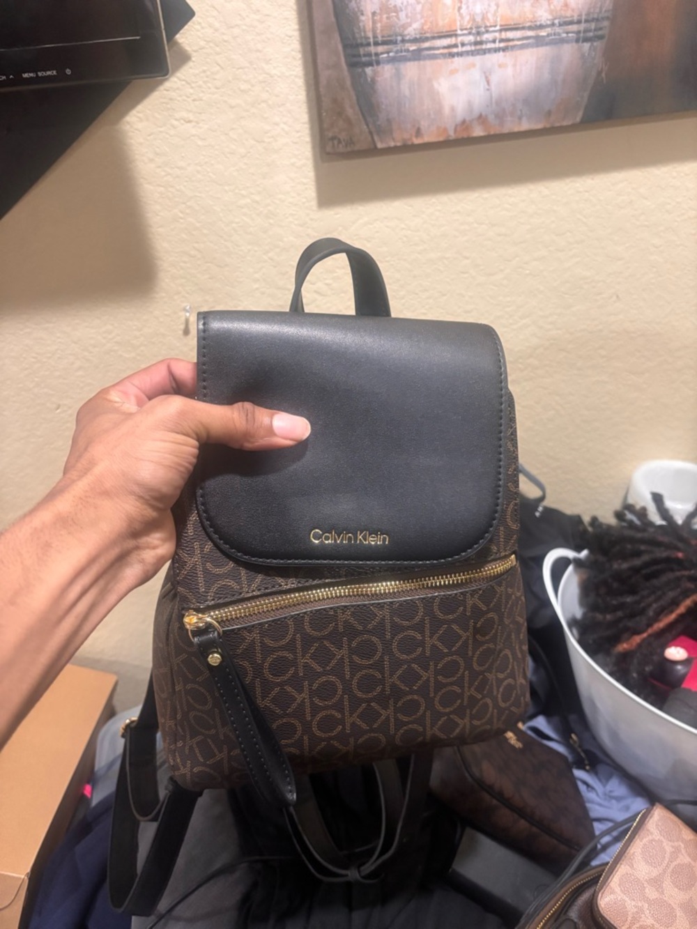 Coach Brown Signature Zip-Around Wallet with Gold Logo - Picture 4 of 4